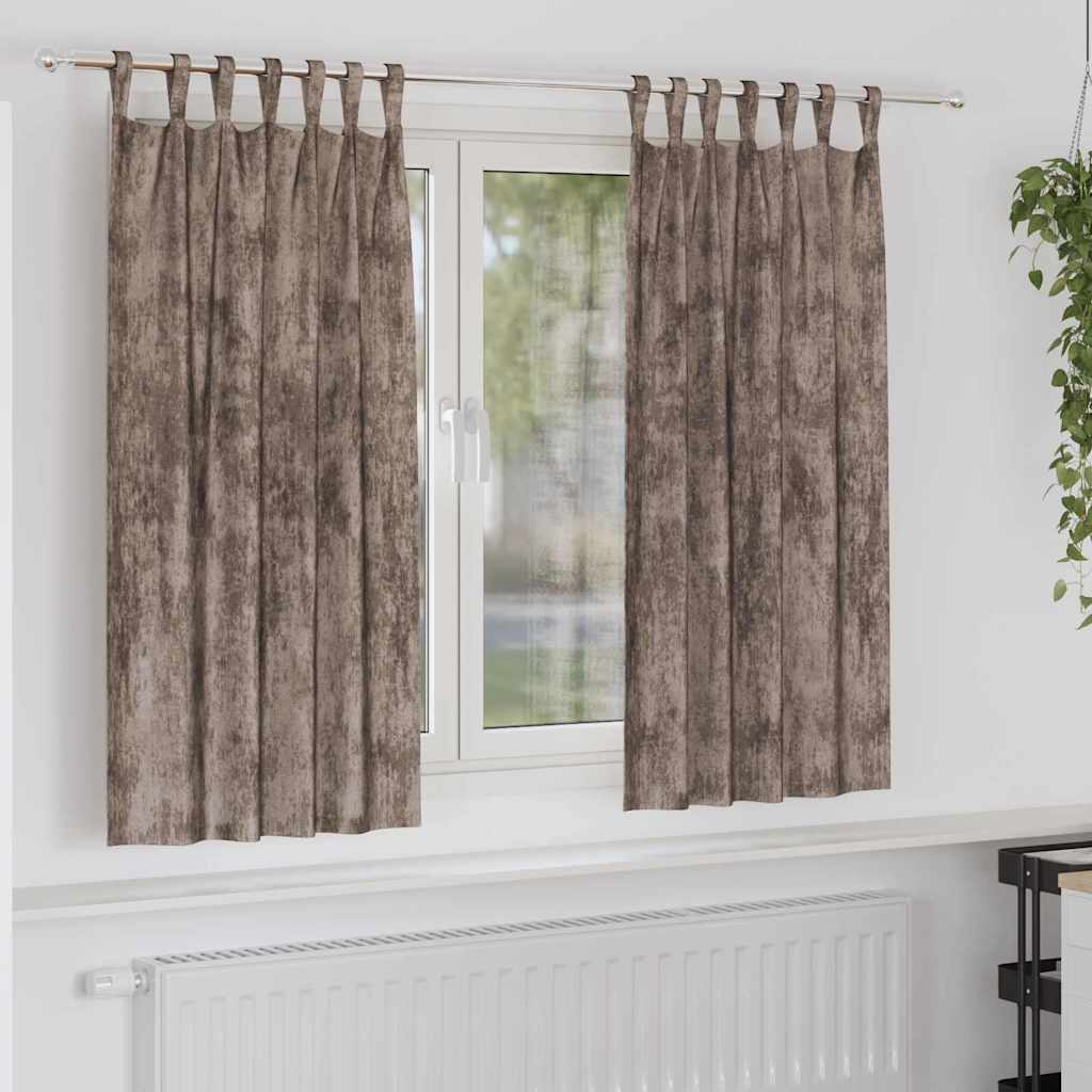 Vorhang mit Vorhängen 2 pcs Cappuccino 175 x 140 cm Samt
