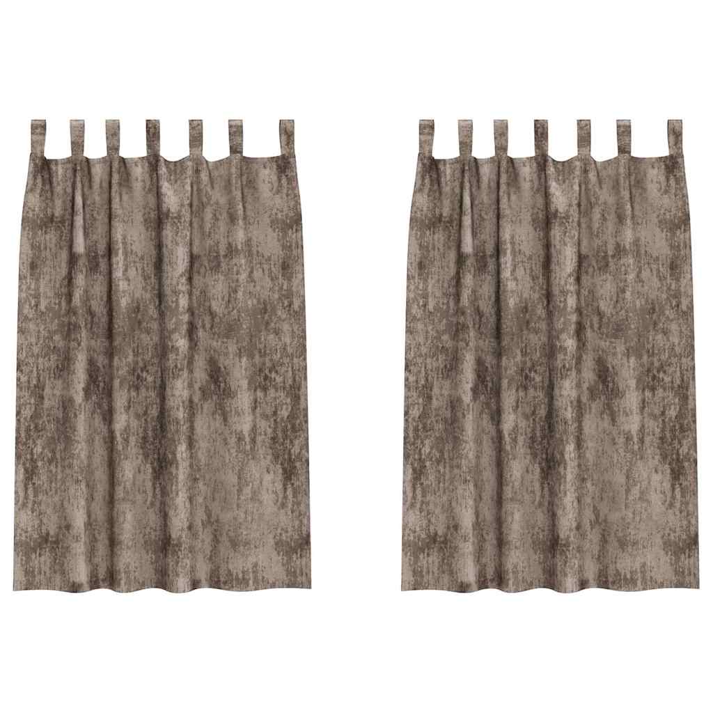 Vorhang mit Vorhängen 2 pcs Cappuccino 175 x 140 cm Samt