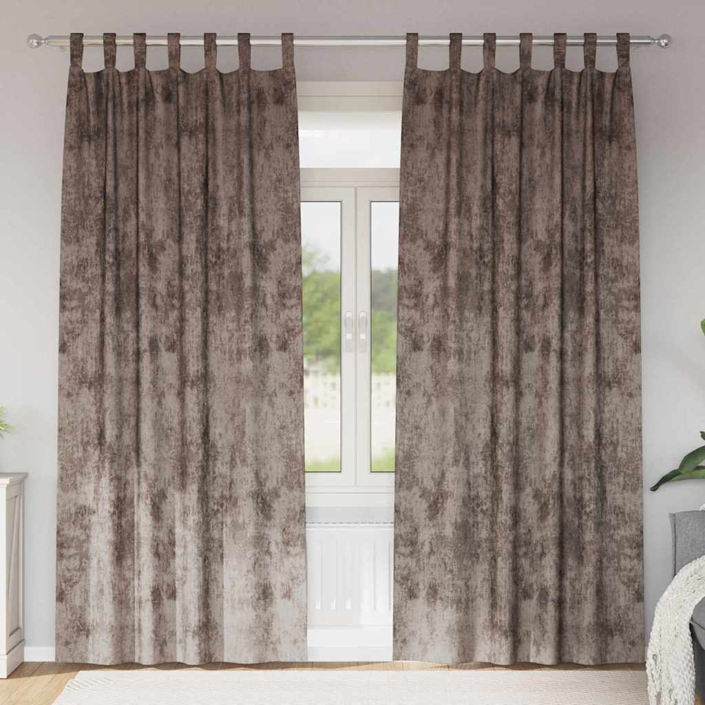 Vorhang mit Vorhängen 2 pcs Cappuccino 225 x 140 cm Samt