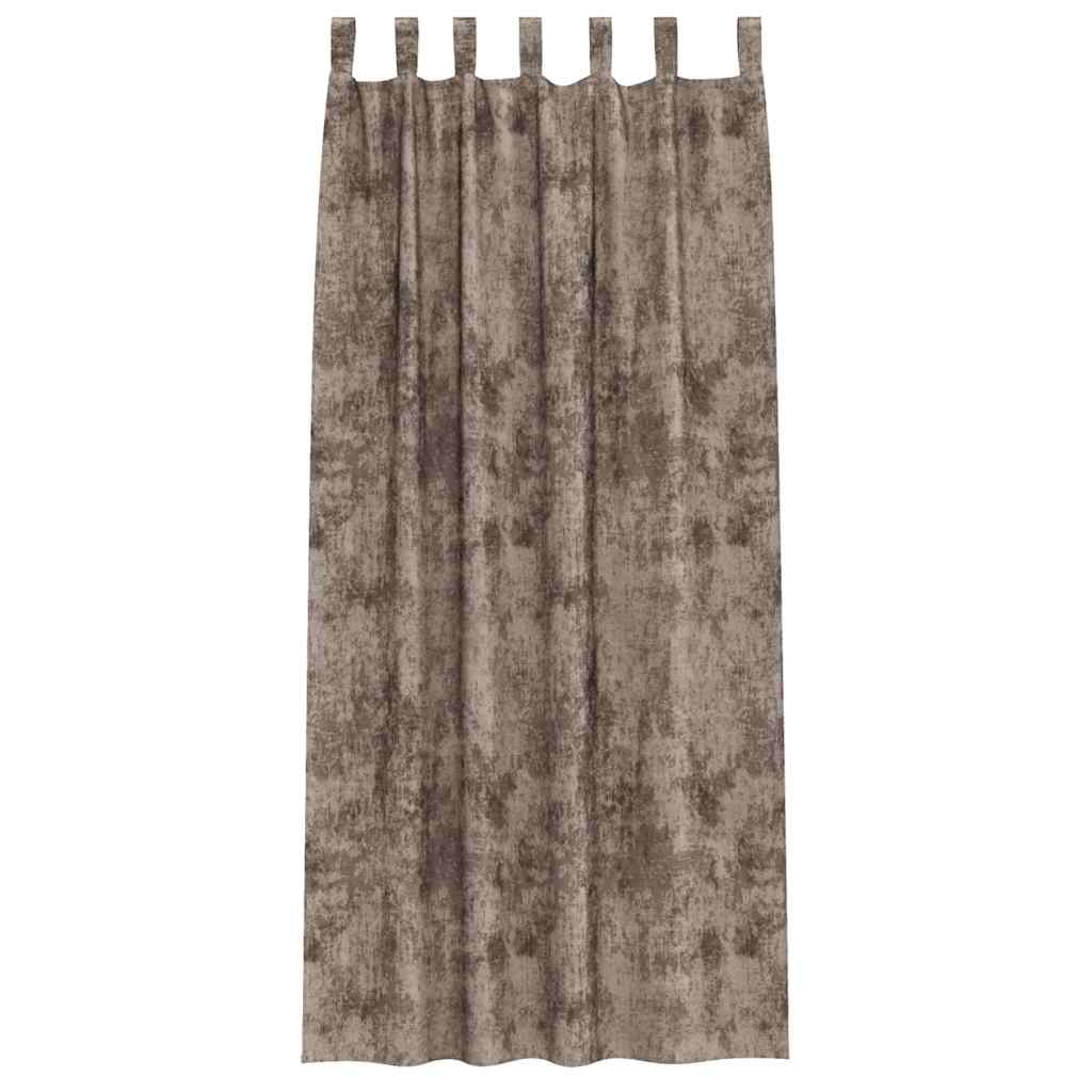Vorhang mit Vorhängen 2 pcs Cappuccino 225 x 140 cm Samt