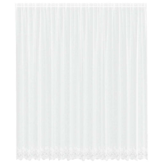 Spitzenvorhang mit Vorhängen Floral Weiß 260 x 400 cm Polyester