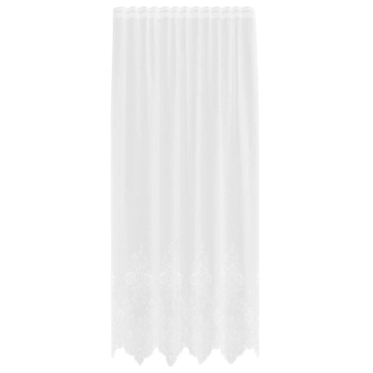 Spitzenvorhang mit Vorhängen Floral Weiß 240 x 150 cm Polyester