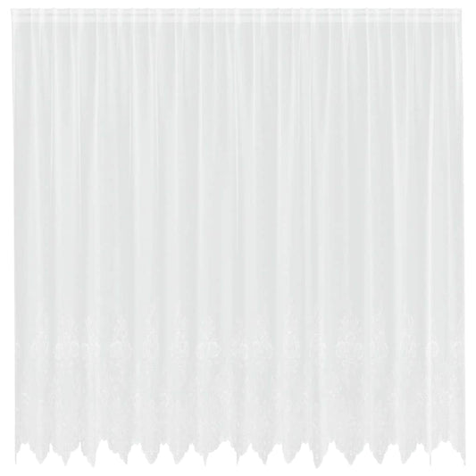 Spitzenvorhang mit Vorhängen Floral Weiß 200 x 400 cm Polyester