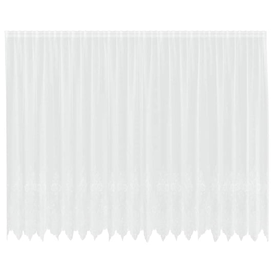 Spitzenvorhang mit Vorhängen Floral Weiß 220 x 500 cm Polyester