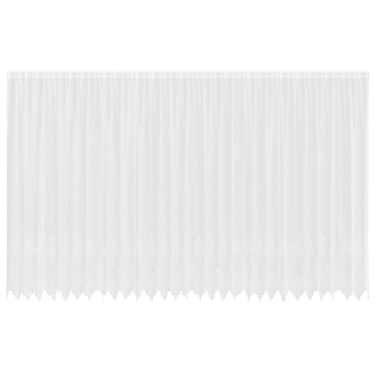 Spitzenvorhang mit Vorhängen Floral Weiß 300 x 750 cm Polyester