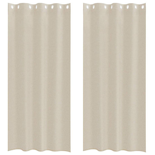 Voile-Vorhang mit Vorhängen 2 pcs Sand 260 x 140 cm Polyester
