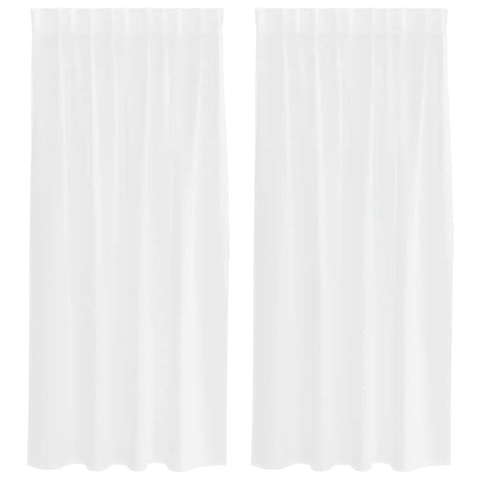 Voile-Vorhang mit Vorhängen 2 pcs Weiß 175 x 140 cm Polyester