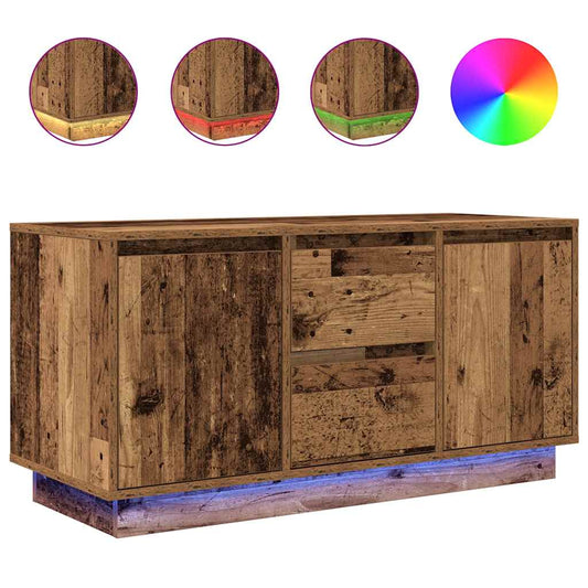 TV-Schrank mit LED-Leuchten Altholz-Optik 100x41x50 cm