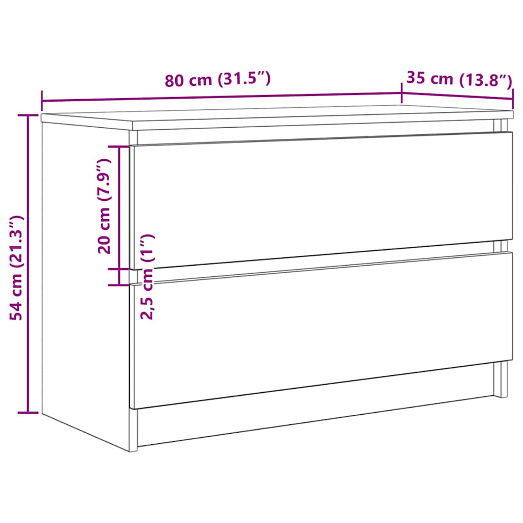 TV-Schrank Weiß 80x35x54 cm Holzwerkstoff