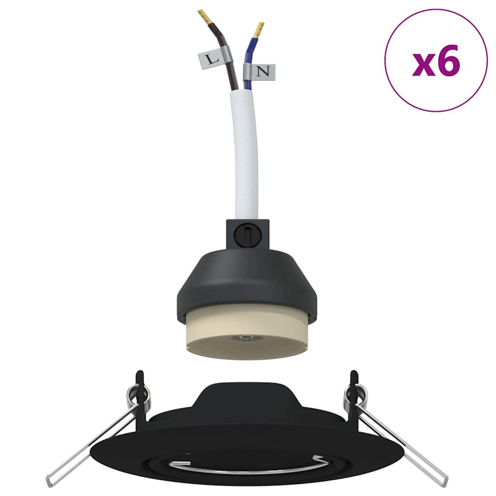 Spotlights mit Scheinwerfern 6 pcs Schwarz 9 x 9 cm Metall