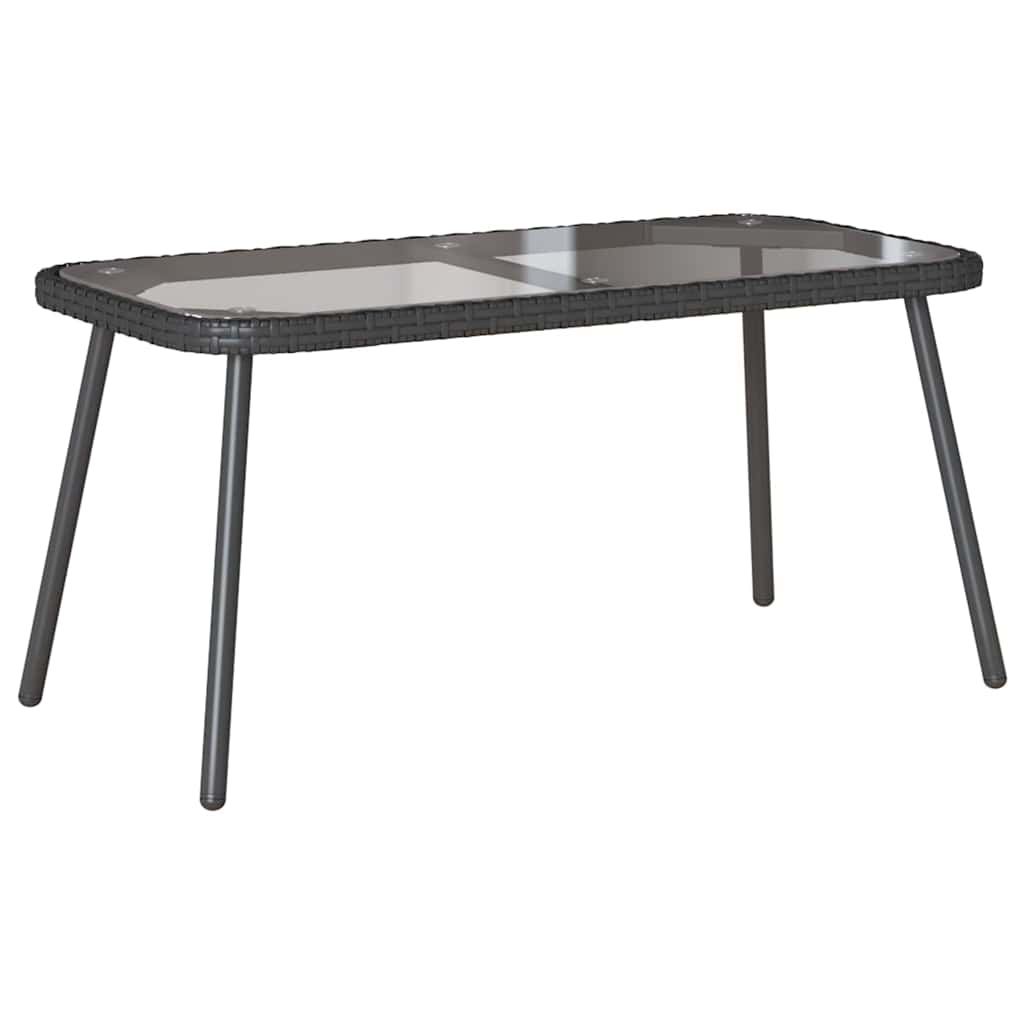 Couchtisch Schwarz 90 x 45 x 43 cm Poly-Rattan, Glas