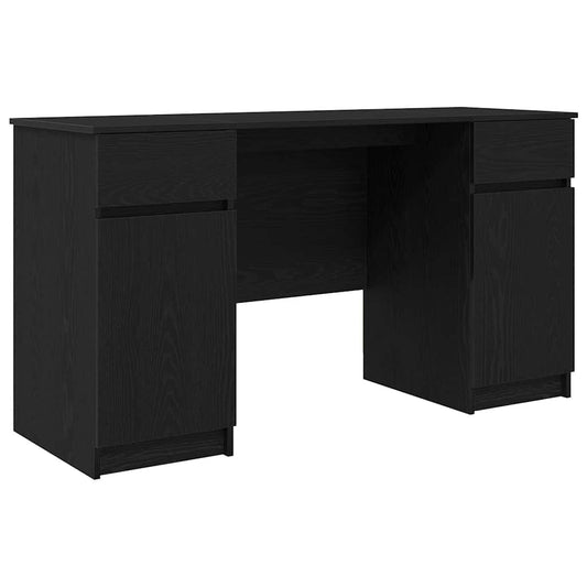 Schreibtisch mit Regal Schwarz Eichen-Optik 140 x 49 x 76 cm