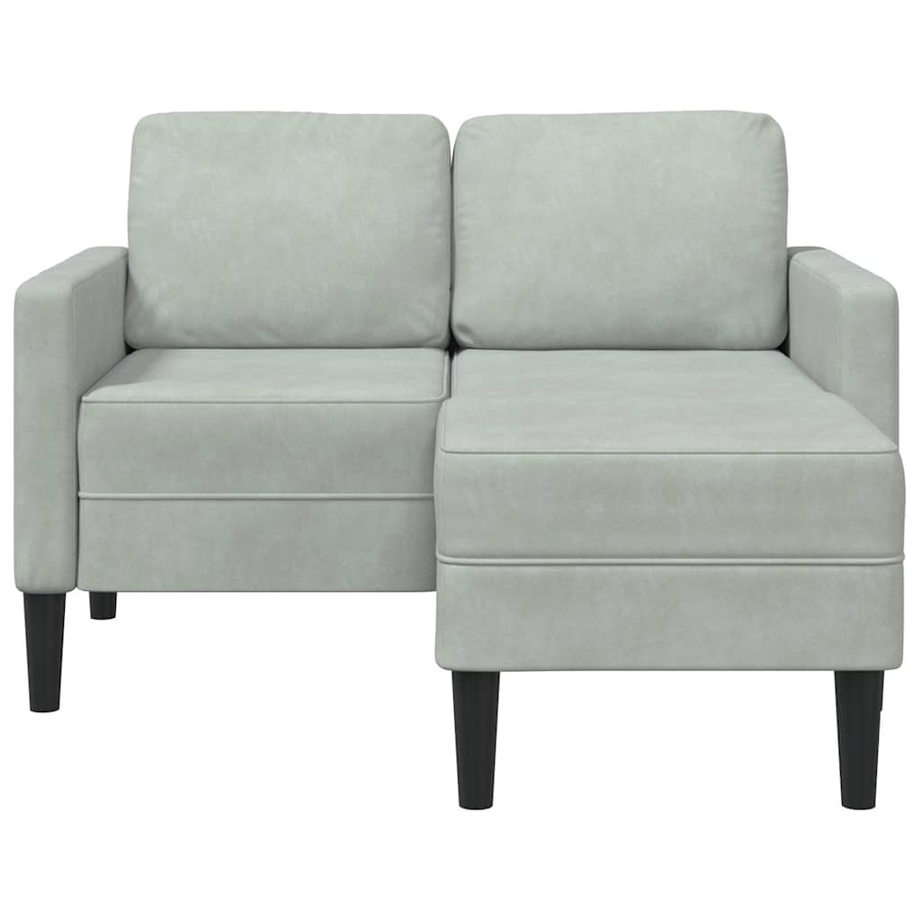 2-Sitzer-Sofa mit Chaiselongue L-Form Hellgrau 125 cm Samt