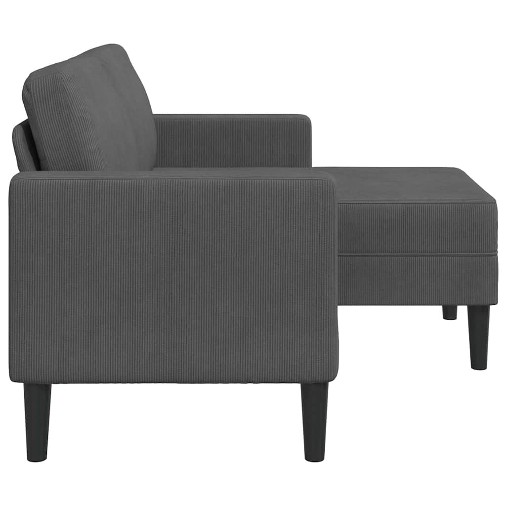 2-Sitzer-Sofa mit Chaiselongue L-förmig Dunkelgrau 125 cm Leinen