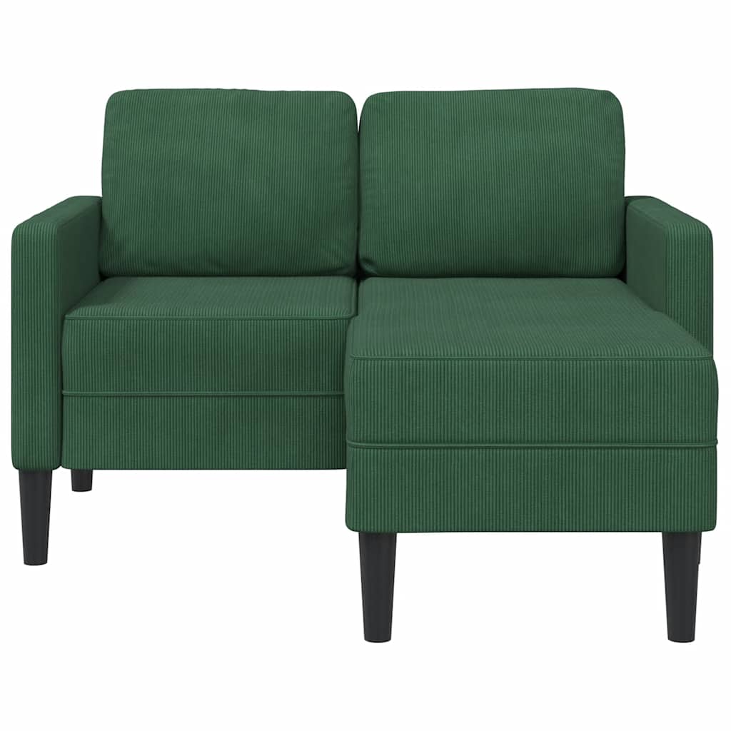 2er-Sofa mit Chaiselongue L-Form Dunkelgrün 125 cm Leinen