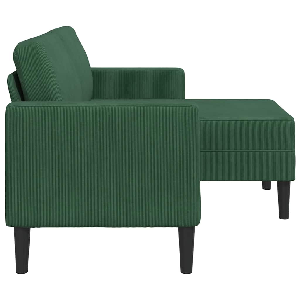 2er-Sofa mit Chaiselongue L-Form Dunkelgrün 125 cm Leinen