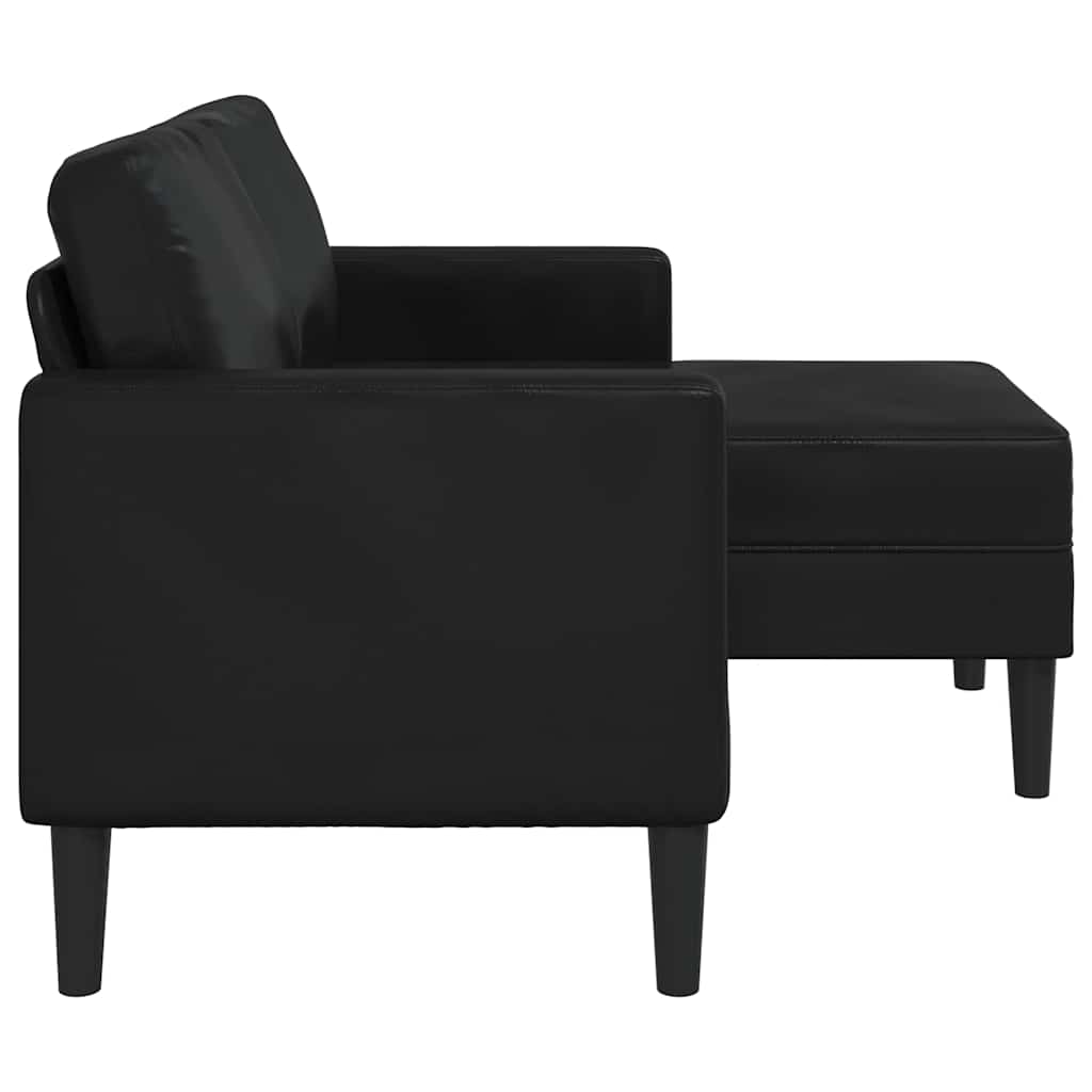 2-Sitzer-Sofa mit Chaiselongue L-förmig Schwarz 125 cm Kunstleder