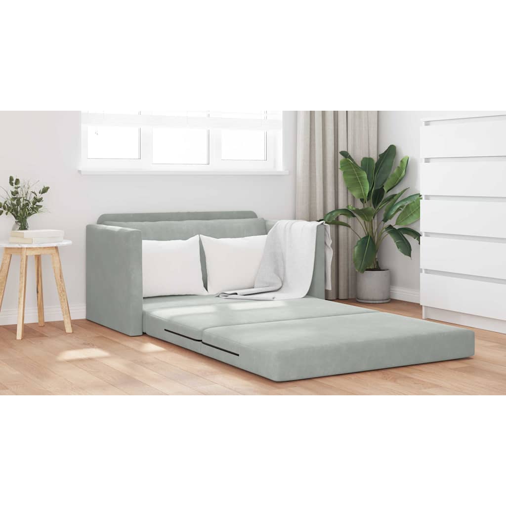 Sofa Bett Hellgrau 124 x 204 x 61 cm Samt