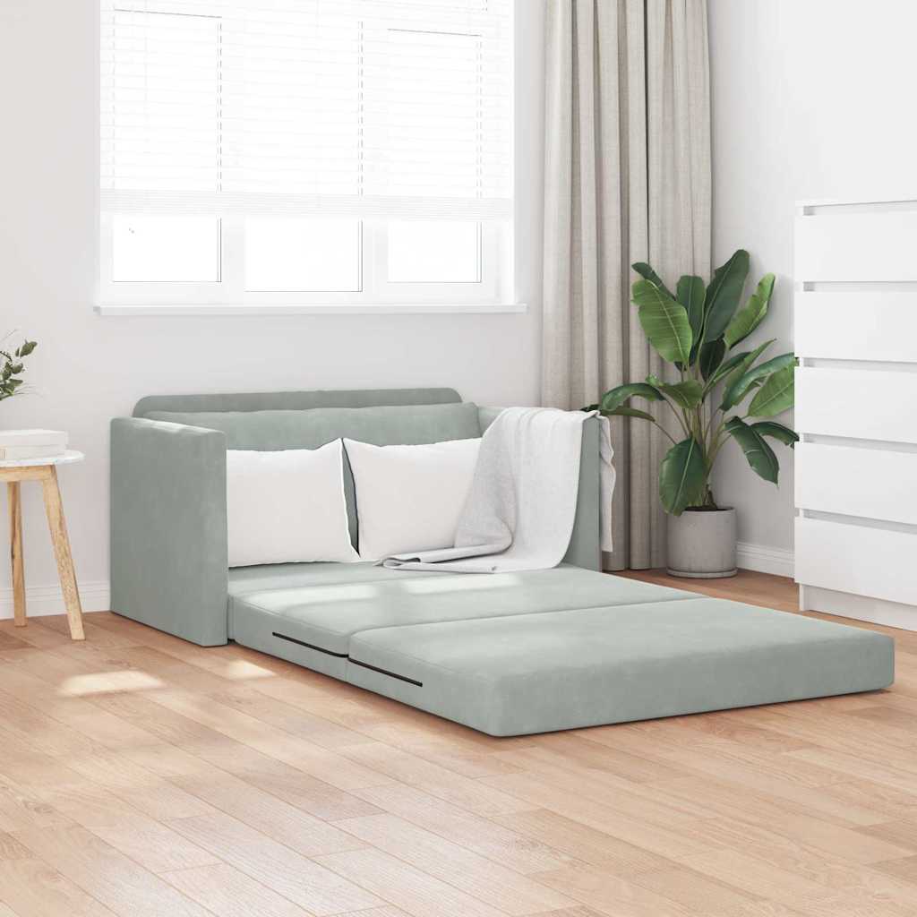 Sofa Bett Hellgrau 124 x 204 x 61 cm Samt