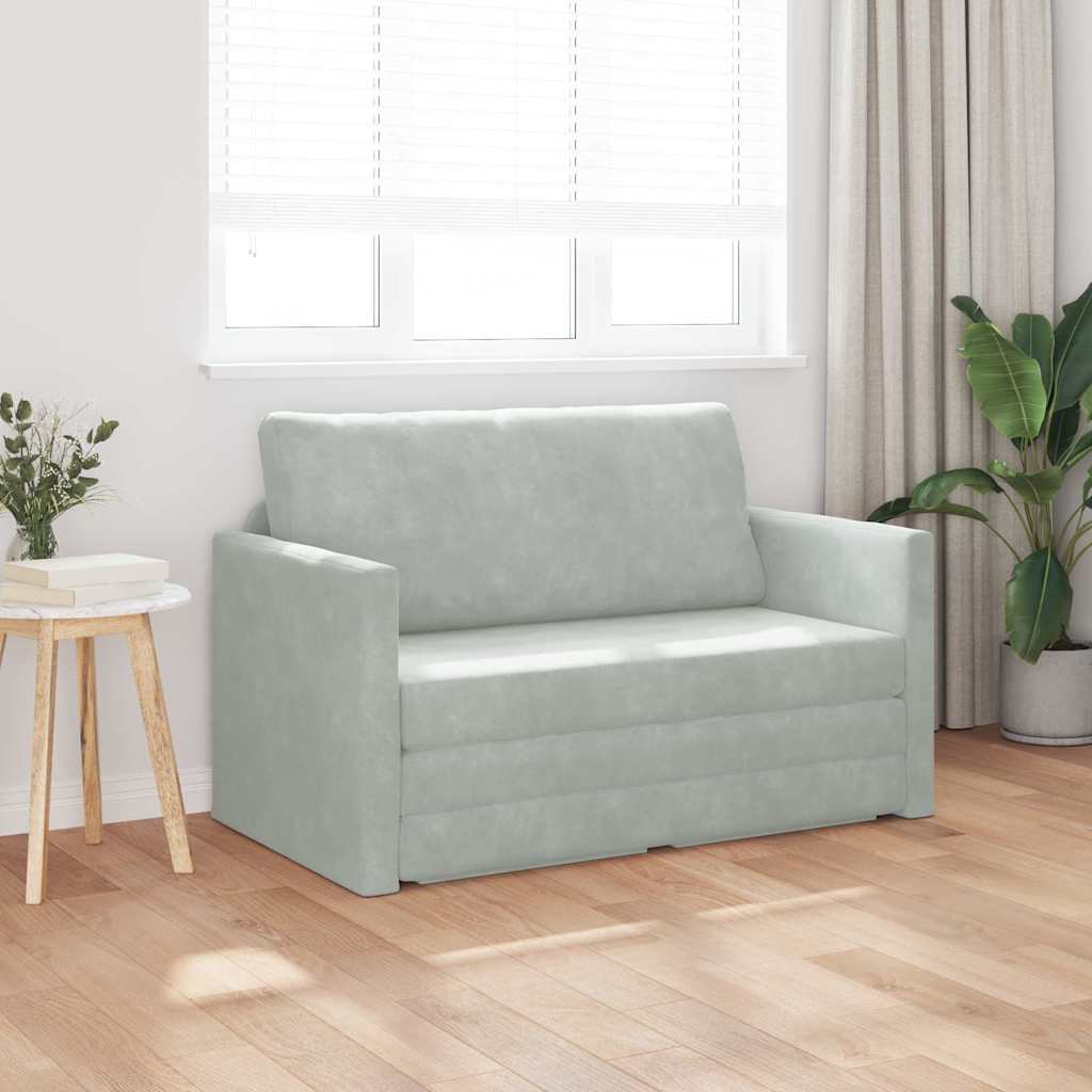 Sofa Bett Hellgrau 124 x 204 x 61 cm Samt