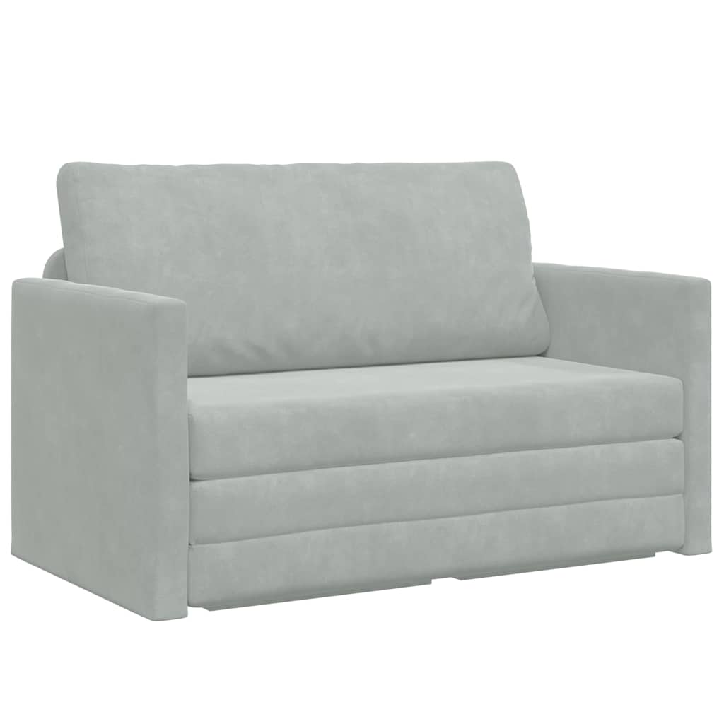 Sofa Bett Hellgrau 124 x 204 x 61 cm Samt