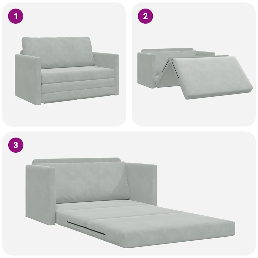 Sofa Bett Hellgrau 124 x 204 x 61 cm Samt