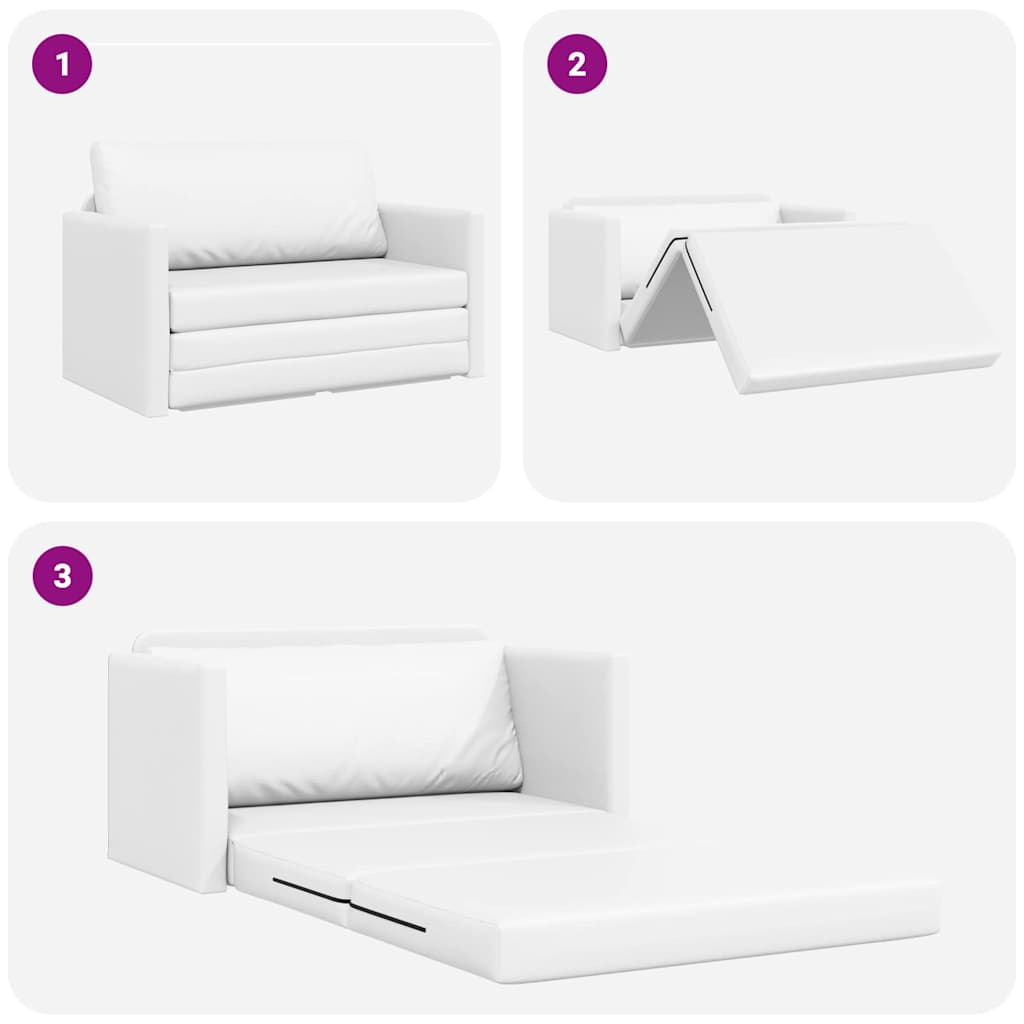 Sofa Bett Weiß 124 x 71 x 78 cm Kunstleder