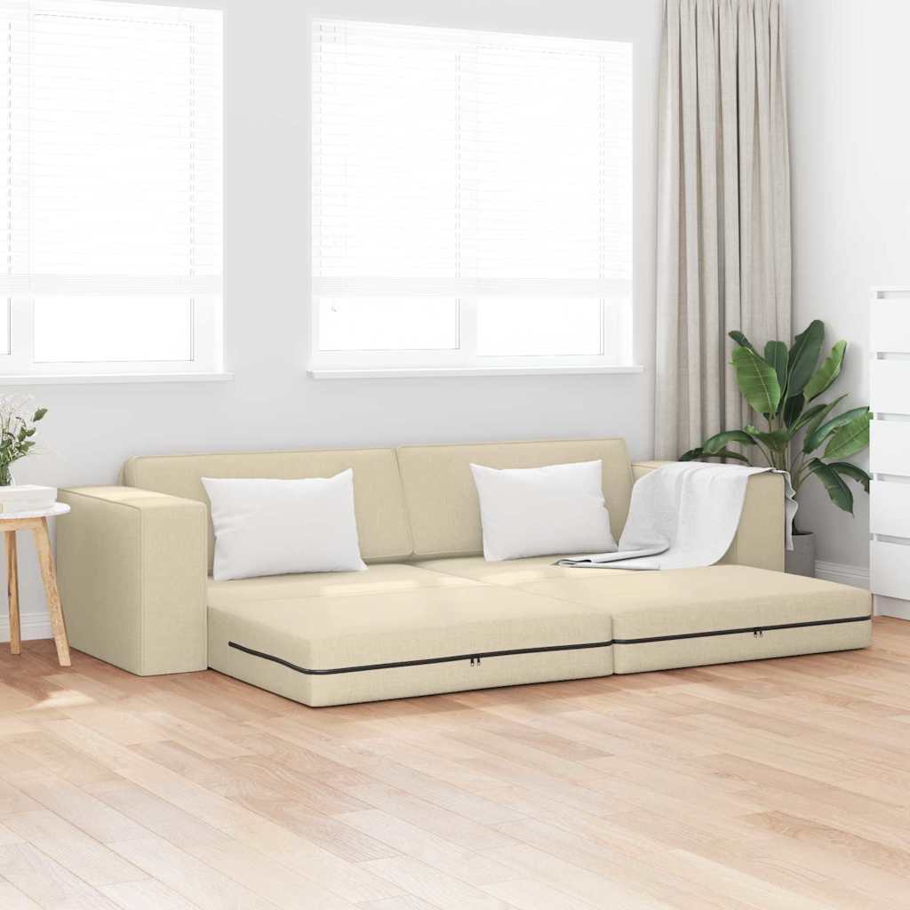 Boden-Sofa-Bett Creme 245 x 78 x 77 cm Stoff