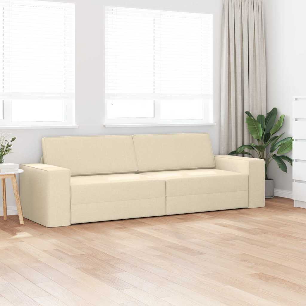 Boden-Sofa-Bett Creme 245 x 78 x 77 cm Stoff