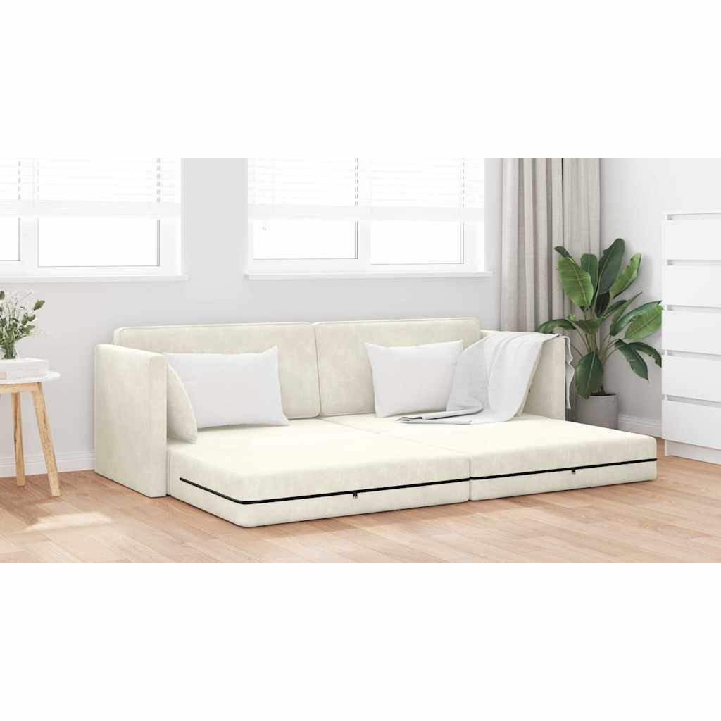 Boden-Sofa-Bett Creme 213 x 76 x 77 cm Samt