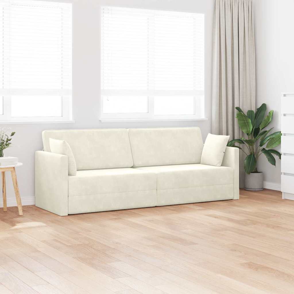 Boden-Sofa-Bett Creme 213 x 76 x 77 cm Samt