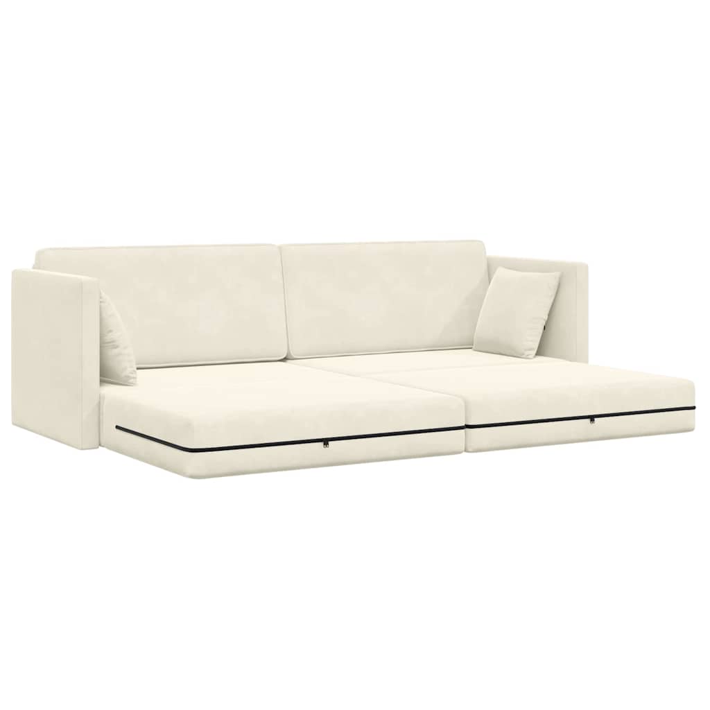 Boden-Sofa-Bett Creme 213 x 76 x 77 cm Samt