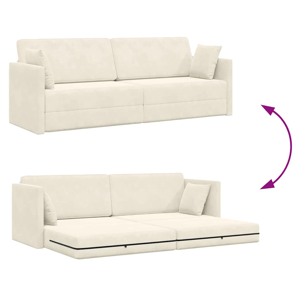Boden-Sofa-Bett Creme 213 x 76 x 77 cm Samt