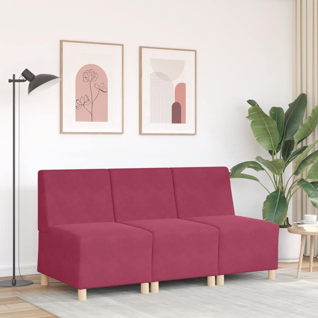Modulares Sofa ohne Armlehnen Burgunderrot 55 cm Samt