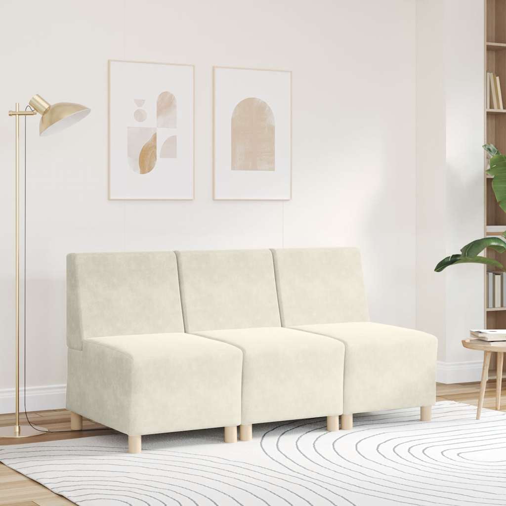 Modulares Sofa ohne Armlehnen Creme 55 cm Samt