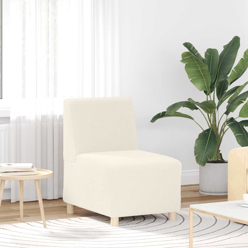 Modulares Sofa ohne Armlehnen Creme 55 cm Gelockter Wollstoff