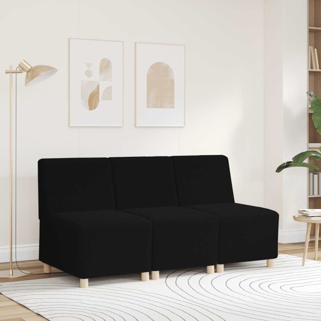 Modulares Sofa ohne Armlehnen Schwarz 55 cm Gelockter Wollstoff