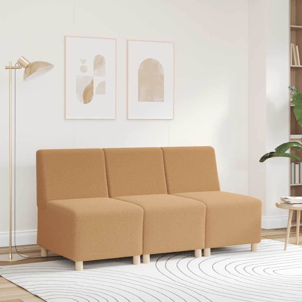 Modulares Sofa ohne Armlehnen Beige 55 cm Gelockter Wollstoff