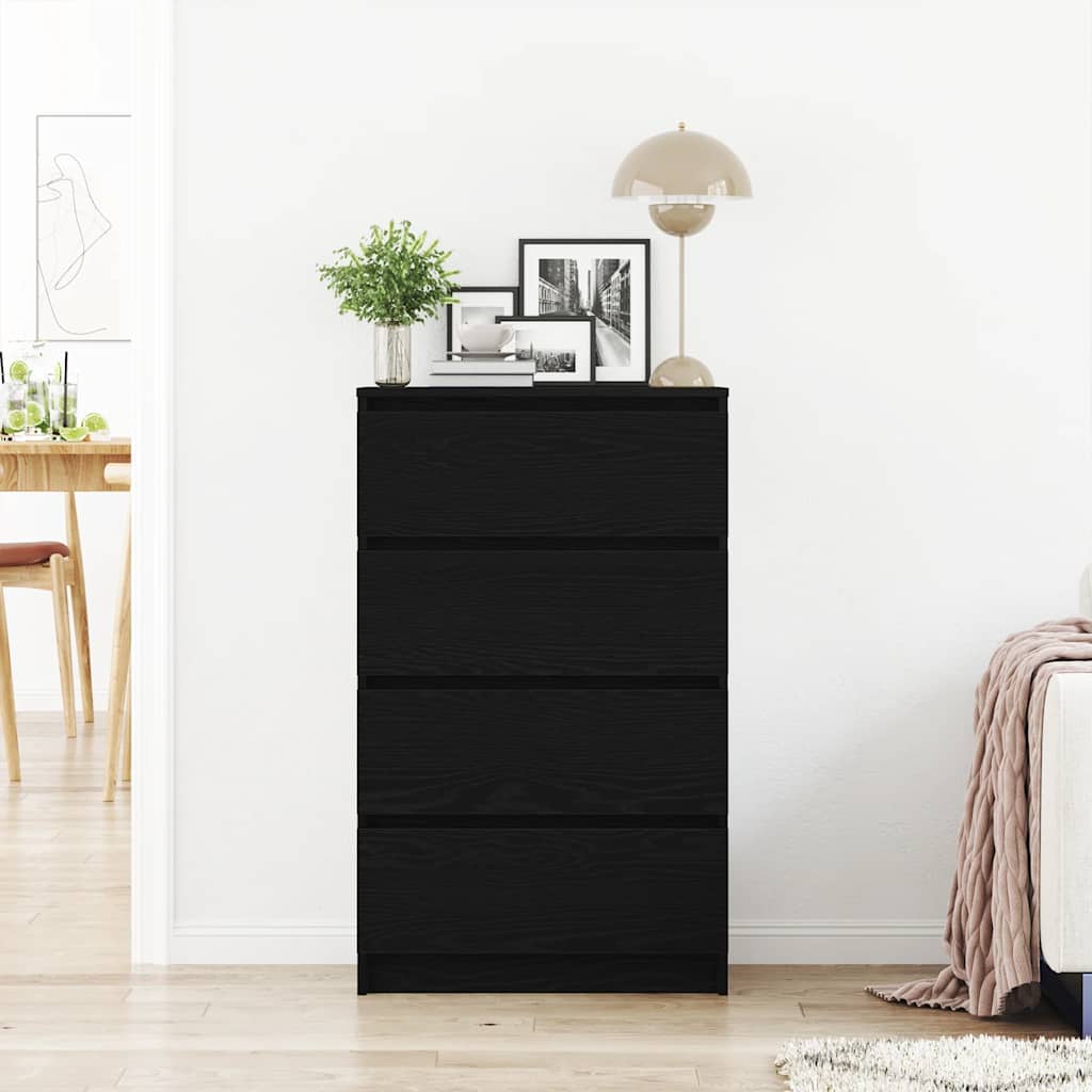 Sideboard Schwarz Eichen-Optik 60x35x98,5 cm Holzwerkstoff