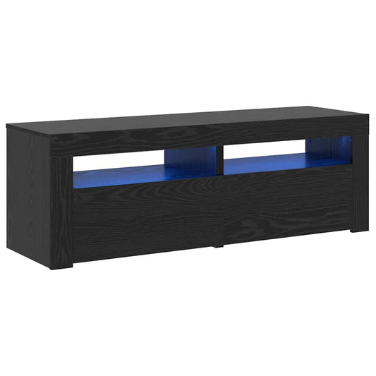 TV-Schrank mit LED-Leuchten Schwarz Eichen-Optik 120x35x40 cm