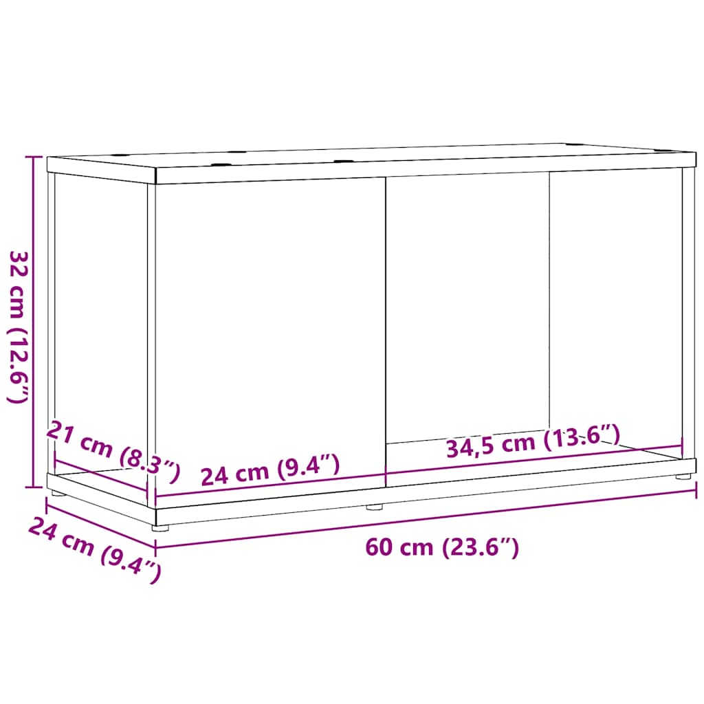 TV-Schrank Schwarz Eichen-Optik 60x24x32 cm Holzwerkstoff