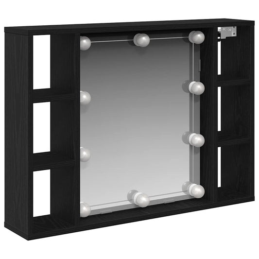 Spiegelschrank mit Regal Schwarz Eichen-Optik 76 x 15 x 55 cm