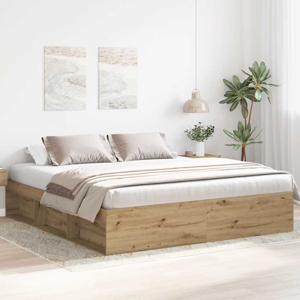 Bettgestell ohne Matratze Artisan-Eiche 200x200cm Holzwerkstoff