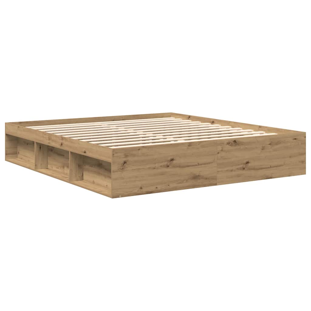 Bettgestell ohne Matratze Artisan-Eiche 200x200cm Holzwerkstoff