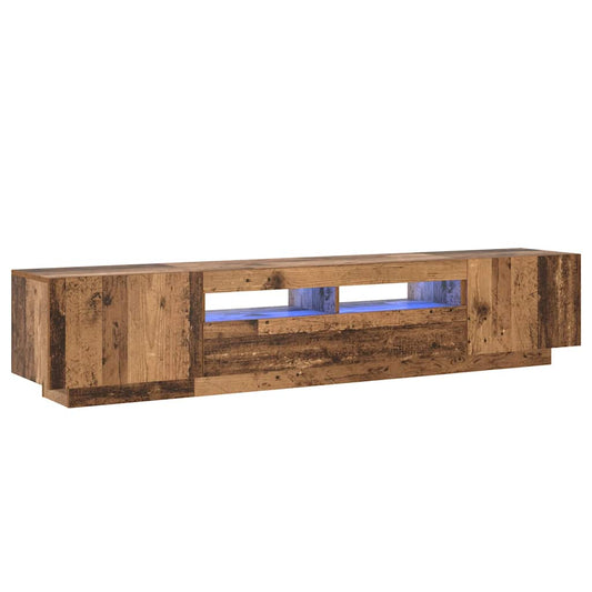 TV-Schrank mit LED-Leuchten Altholz-Optik 200x35x40 cm