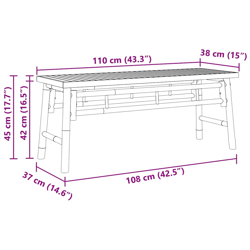 Bank Braun 110 x 38 x 45 cm Bambus