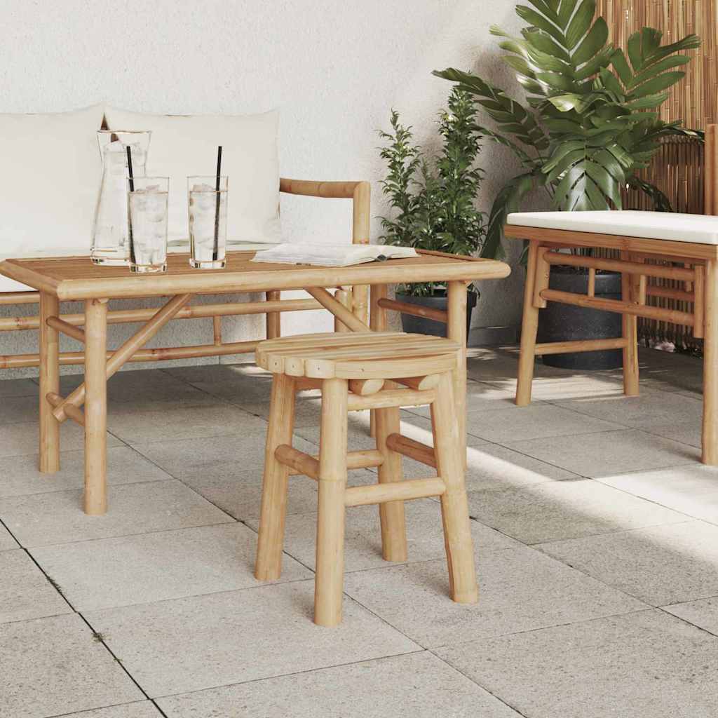 Niedriger Hocker Rund Ø30x36 cm aus Bambus