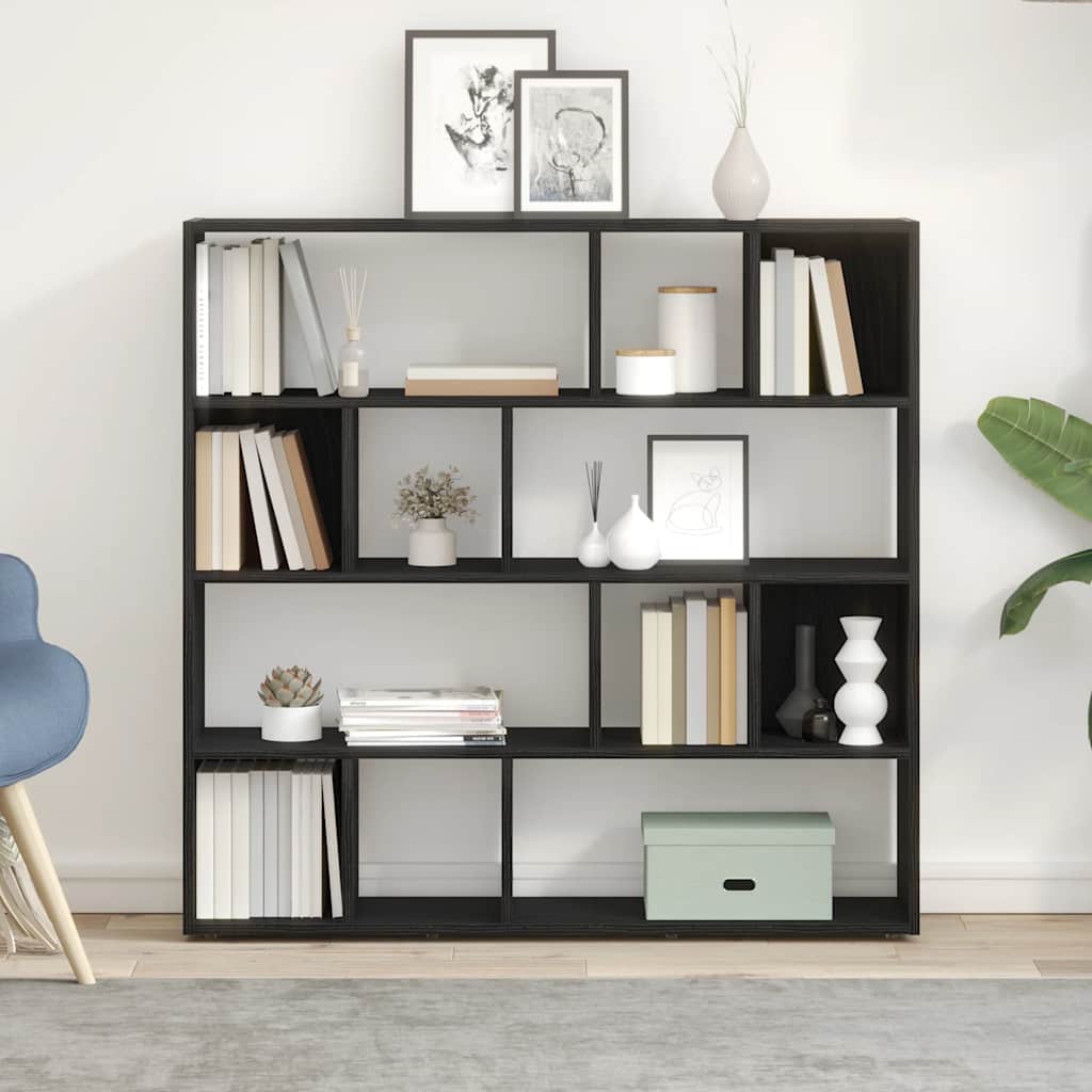 Bücherschrank/Raumteiler Eiche schwarz 105x24x102 cm
