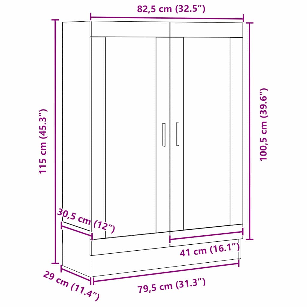 Bücherregal Schwarz Eichen-Optik 82,5 x 30,5 x 115 cm