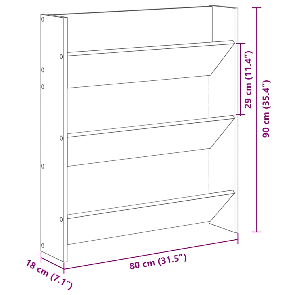 Wandschuhschrank mit Regal Schwarz Eichen-Optik 80 x 18 x 90 cm